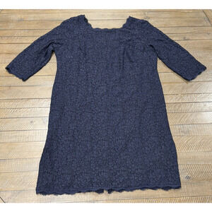 Adrianna Papell Sheath Overlay Full Zip Down V-Back Navy Lace Dress-Women's 20W